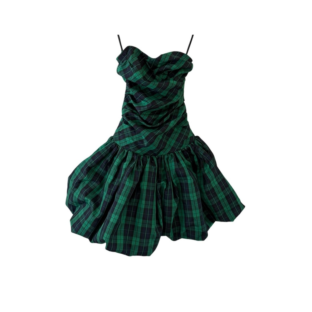 Luella Bart for Target Plaid Bubble Mini Dress Size 3 Green Holiday Party HOCO
